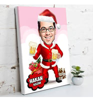 Yılbaşı Partisi Karikatürlü Kanvas Tablo