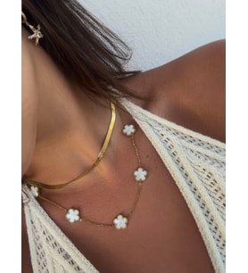 kararmaz çelik italyan kolye ve van cleef modeli 2li kolye