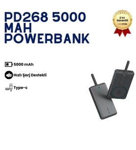 5,000 mAh Powerbank Taşınabilir Hızlı Şarj, Type-C Uyumlu Kompak Güçlü Performans Hafif