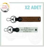 A. Kahve-Beyaz, Motorculara Özel, İsim Plaka ve B (-) Kan Grubu Yazılı Kişisel 2'li Anahtarlık Seti