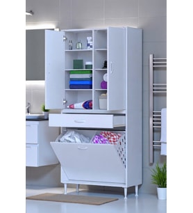 Eliusta Reli Dolap Beyaz Çok Kullanımlı 75 cm Eninde Banyo Dolabı 75x171x32,5 cm 2 Kapak 6 Raf Dolap