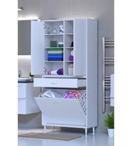 Eliusta Reli Dolap Beyaz Çok Kullanımlı 75 cm Eninde Banyo Dolabı 75x171x32,5 cm 2 Kapak 6 Raf Dolap