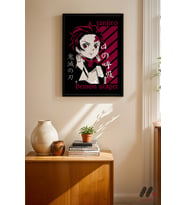 Demon Slayer Tanjiro Anime Poster, Siyah Çerçeveli Duvar Tablosu - Anime Severlere