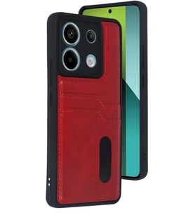 Redmi Note 13 Pro 4G Kılıf Sara Kartvizitli Deri Kılıf - Kırmızı