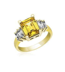 Gümüş Sarı Baget Taşlı Gold Kadın Yüzük CSR2183939