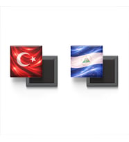 Buzdolap Magnetleri - Nikaragua Bayrağı ve Türk Bayrağı - 2'li Set Magneti