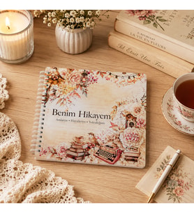 Özel Tasarım Benim Hikayem Anı ve Fotoğraf Albümü – Nostaljik Scrapbook Defteri (20x20 cm Spiralli – 50 Sayfa)