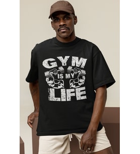Tasarım Gym Is My Life Fitness Bodybuilding Sporcu Gym Baskılı Unisex Oversize Tişört