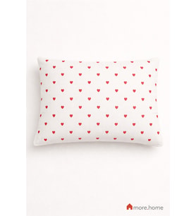 More Home Müslin yastık kılıfı % 100 pamuklu 35x45 cm Kalp Desenli Kırmızı Beyaz