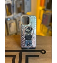 iPhone 15 Pro Max Uyumlu Renkli İllüstrasyon Özel Tasarım Silikon Kılıf (Pembe-Beyaz)
