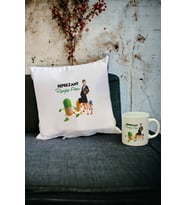 Reprezant Kupa Bardak ve Yastık Set (Beyaz)