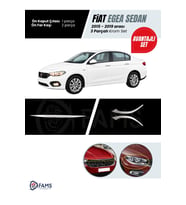 Fiat Egea 2015-2019 3 Parça Krom Set (Ön Kaput Çıtası + Ön Far Alt Nikelajı) P.Çelik