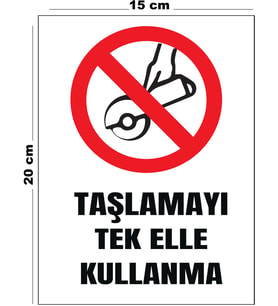 Metal Taşlamayı Tek Elle Kullanma 15 cm x 20 cm Uyarı Levhası Yönlendirme Tabelası
