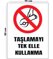 Metal Taşlamayı Tek Elle Kullanma 15 cm x 20 cm Uyarı Levhası Yönlendirme Tabelası