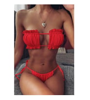 Angelsin Brezilya Model Büzgülü Bağlamalı Bikini Altı (Kırmızı)