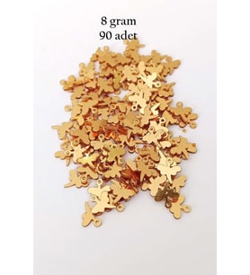 Oya Abiye Bileklik Kolye Pleksi Metalik Plastik Pul Altın Renk 8 gram 90 adet - BNC495
