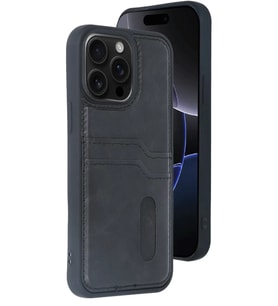 iPhone 14 Pro Max Kılıf Sara Kartvizitli Deri Kılıf - Siyah