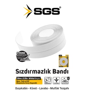 SGS 1240 38mm 3.35m Beyaz Yapışkanlı Sızdırmazlık Bandı