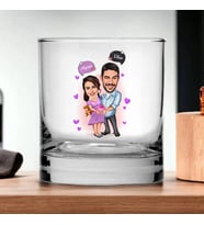 Kişiye Özel Bebek Bekleyen Çiftler Karikatürlü Viski Bardağı