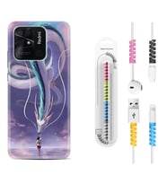 Xiaomi Poco X3 Pro M4 Pro X4 Pro C40 10C Kılıf Kablo Koruma Spiral Silikon Kız ve Ejderha 1742