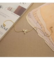 Kişiye Özel 925 Ayar Gümüş Zarif Sinek Kuşu Model Bileklik (Gold)