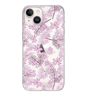 Apple iPhone 14 Plus Uyumlu Kapak Floral Pembe Tasarımlı Şeffaf Silikon Kılıf