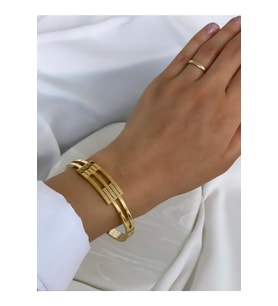 Kadın Çelik Kaburga Kelepçe Gold Renk Bileklik