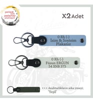 Yolların Maceracıları İçin İsim Plaka ve 0 Rh (-) Kan Grubu Özel x2 Set Anahtarlık, Mavi-Beyaz-Ysl (Çok Renkli)