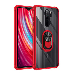 Xiaomi Redmi Note 8 Pro Kılıf Şeffaf Sararmaz Yüzüklü Mola Kapak (Kırmızı)