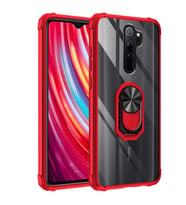 Xiaomi Redmi Note 8 Pro Kılıf Şeffaf Sararmaz Yüzüklü Mola Kapak (Kırmızı)