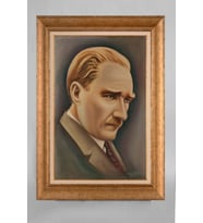 Çerçeveli Paspartulu Atatürk Tablo a348 (Gold)