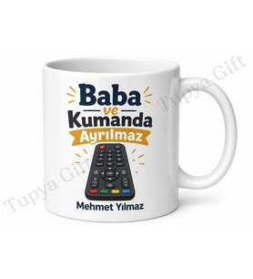 Baba ve Kumanda Ayrılmaz Yazılı Kupa Bardak Babalar Günü Hediye