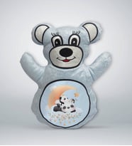 BK Gift Sevimli Sevimli Pandalar Tasarımlı Mavi Ayıcık Yastık-5