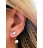 Pırlanta ışıltısında zirkon taşlı gümüş çift earcuff küpe