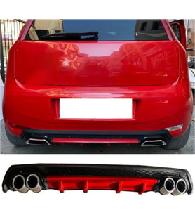 Fiat Punto Kırmızı Difüzör Çiftli Yuvarlak Egzoz Görünümlü D Tip Difizör