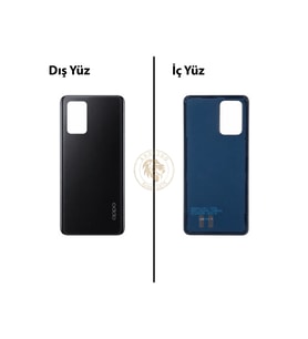 Oppo A74 Siyah Uyumlu Arka Kapak Arka Cam Batarya Pil Kapağı Lazer Kesim Back Cover