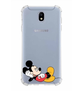 Samsung Galaxy J7 Pro  Köşe Korumalı Antişok Kapak Mickey Mouse Tasarımlı Şeffaf  Kılıf