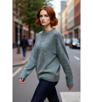 Kadın Oversize Triko Kazak Düşük Kol Bisiklet Yaka Basic Kışlık Günlük Rahat Şık Tasarım Kaliteli
