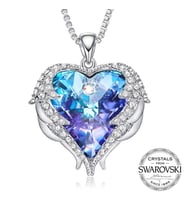 Monemel Eflatun Swarovski Taşlı Kalp Kolye (Altın Kaplama) Sevgililer Günü Hediyesi