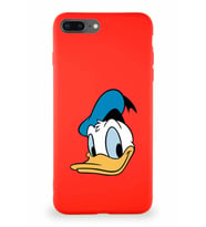 Apple iPhone 7 Plus Soft Premier Kapak Donald Duck-B Tasarımlı Silikon Kılıf - Kırmızı (Şeffaf)