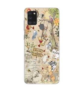 Samsung Galaxy A21S Uyumlu Winnie The Pooh Tasarımlı Şeffaf Telefon Kılıfı