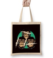 See Speak Hear No Evil Japan Monkeys Japanese Art Gorilla Bez Çanta Uzun Saplı