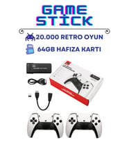 4k Kablosuz Çift Kol Retro Oyunlar Game Stick 64gb Hafıza 20000 Oyun Atari