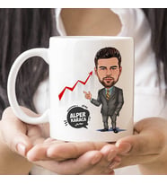 Kişiye Özel Borsacı Erkek Karikatürlü Kupa Bardak