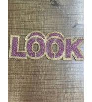 15X6 CM ÜTÜ İLE YAPIŞAN HASIR BONCUK İŞLEME LOOK YAZI ARMA YAMAA DİKİŞ HOBİ AKSESUARI (Fuşya)