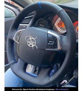 Citroen C4 Araca Özel Direksiyon Kılıfı (NOKTA KARBON YÜZÜKLÜ) (Karışık)