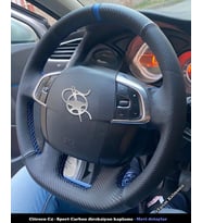 Citroen C4 Araca Özel Direksiyon Kılıfı (NOKTA KARBON YÜZÜKLÜ) (Karışık)