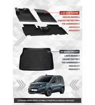 Sahler Citroen Berlingo 2019+ Uyumlu 4.5D Premium Havuzlu Oto Paspas Ve Liner Marka 3D Bagaj Havuzu