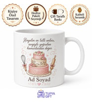 Kişiye Özel Pasta Sever Baskılı Kupa Bardak İsimli Hediye Pastacı Mug
