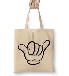 Mickey Mouse Hang Loose Sign Bez Çanta Uzun Saplı